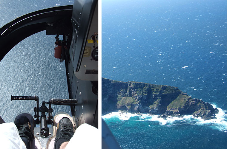 Peters Vue fra helikopteren. Dorte var glad for at sidde bagi. Og vi fløj over Afriksa absolut sydligste punkt.